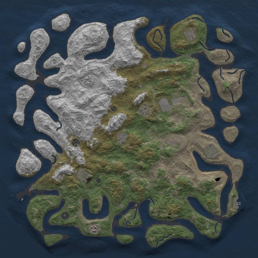 Rust Map: Procedural Map, Size: 5000, Seed: 42389, 14 Monuments