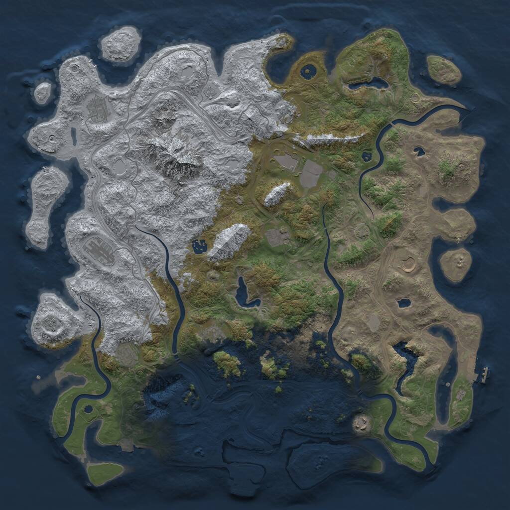 Rust Map: Procedural Map, Size: 5000, Seed: 42389, 17 Monuments