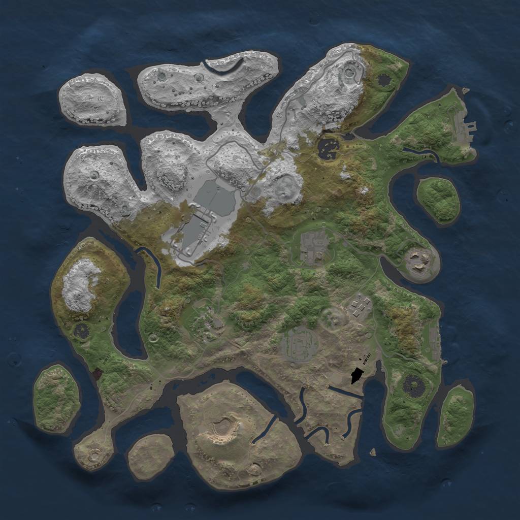 Rust Map: Procedural Map, Size: 3500, Seed: 82425995, 13 Monuments