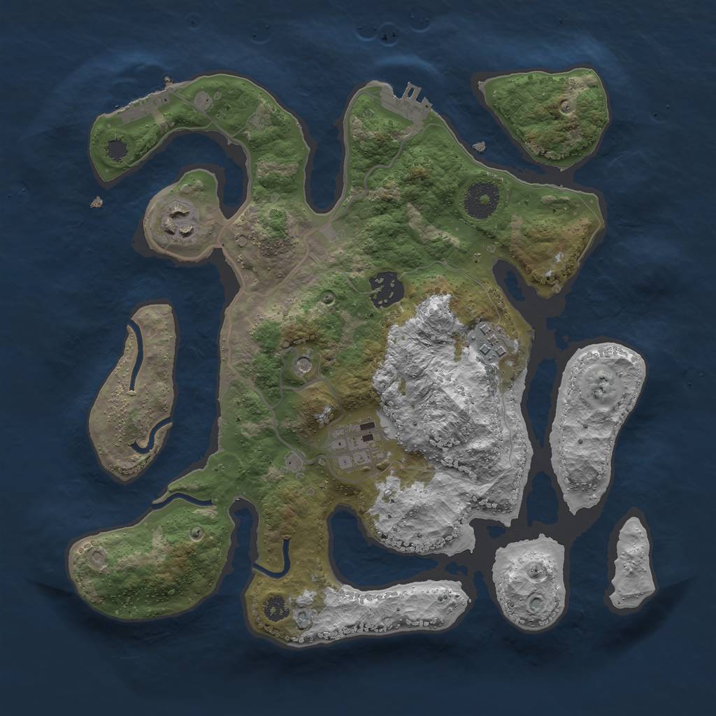 Rust Map: Procedural Map, Size: 3000, Seed: 4686, 9 Monuments