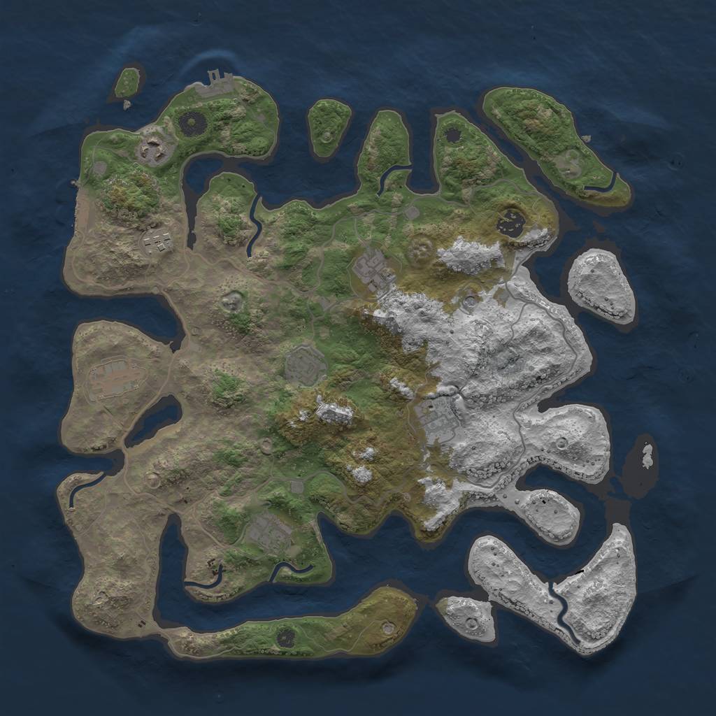 Rust Map: Procedural Map, Size: 4000, Seed: 208485687, 13 Monuments