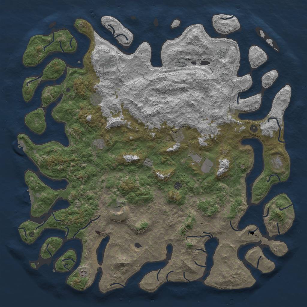 Rust Map: Procedural Map, Size: 6000, Seed: 379549506, 16 Monuments