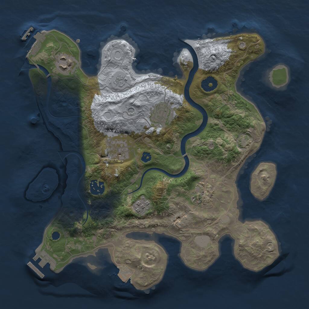 Rust Map: Procedural Map, Size: 3000, Seed: 1658, 12 Monuments