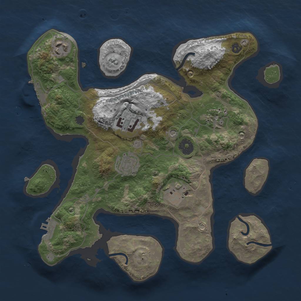 Rust Map: Procedural Map, Size: 3000, Seed: 1658, 10 Monuments