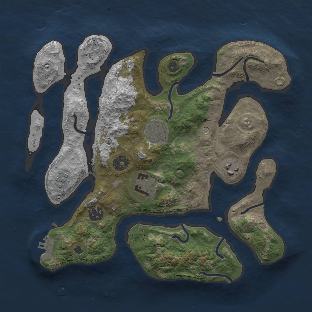 Rust Map: Procedural Map, Size: 3000, Seed: 213434, 9 Monuments