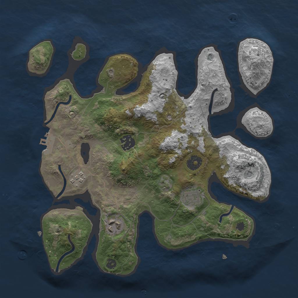 Rust Map: Procedural Map, Size: 3000, Seed: 3451, 8 Monuments