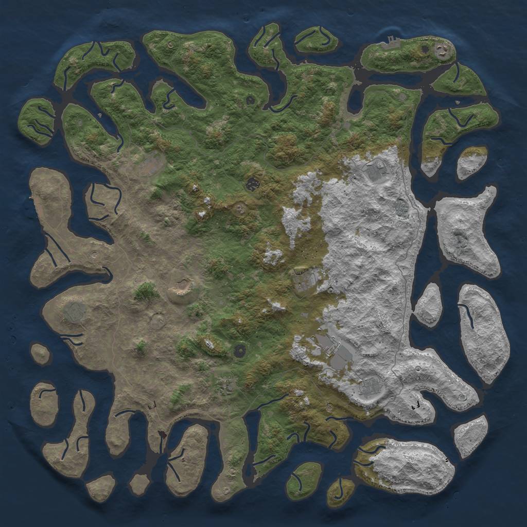 Rust Map: Procedural Map, Size: 6000, Seed: 54087818, 16 Monuments