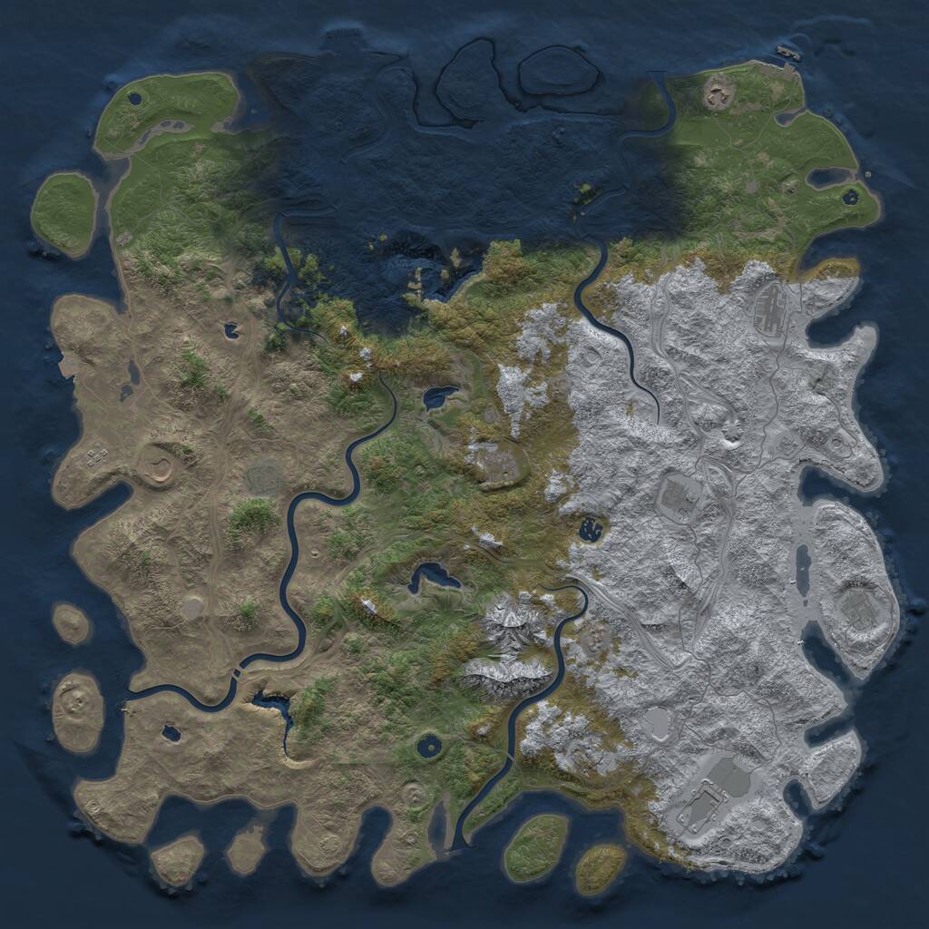 Rust Map: Procedural Map, Size: 6000, Seed: 54087818, 17 Monuments
