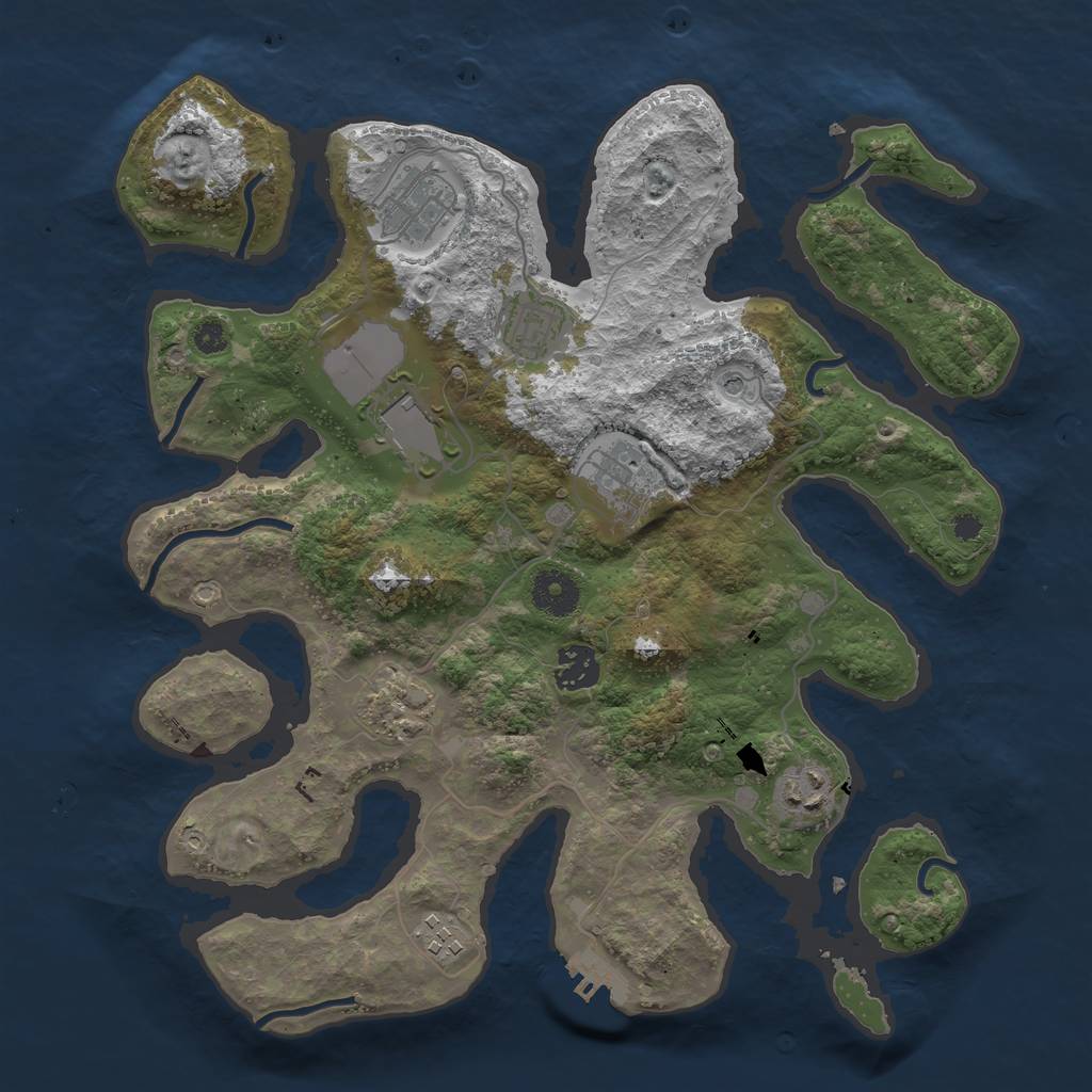 Rust Map: Procedural Map, Size: 3500, Seed: 7530591, 12 Monuments