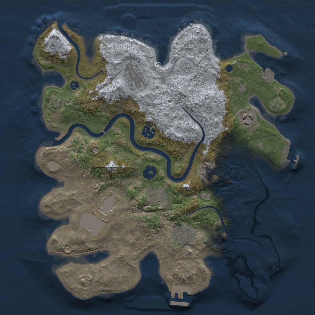 Rust Map: Procedural Map, Size: 3500, Seed: 7530591, 12 Monuments