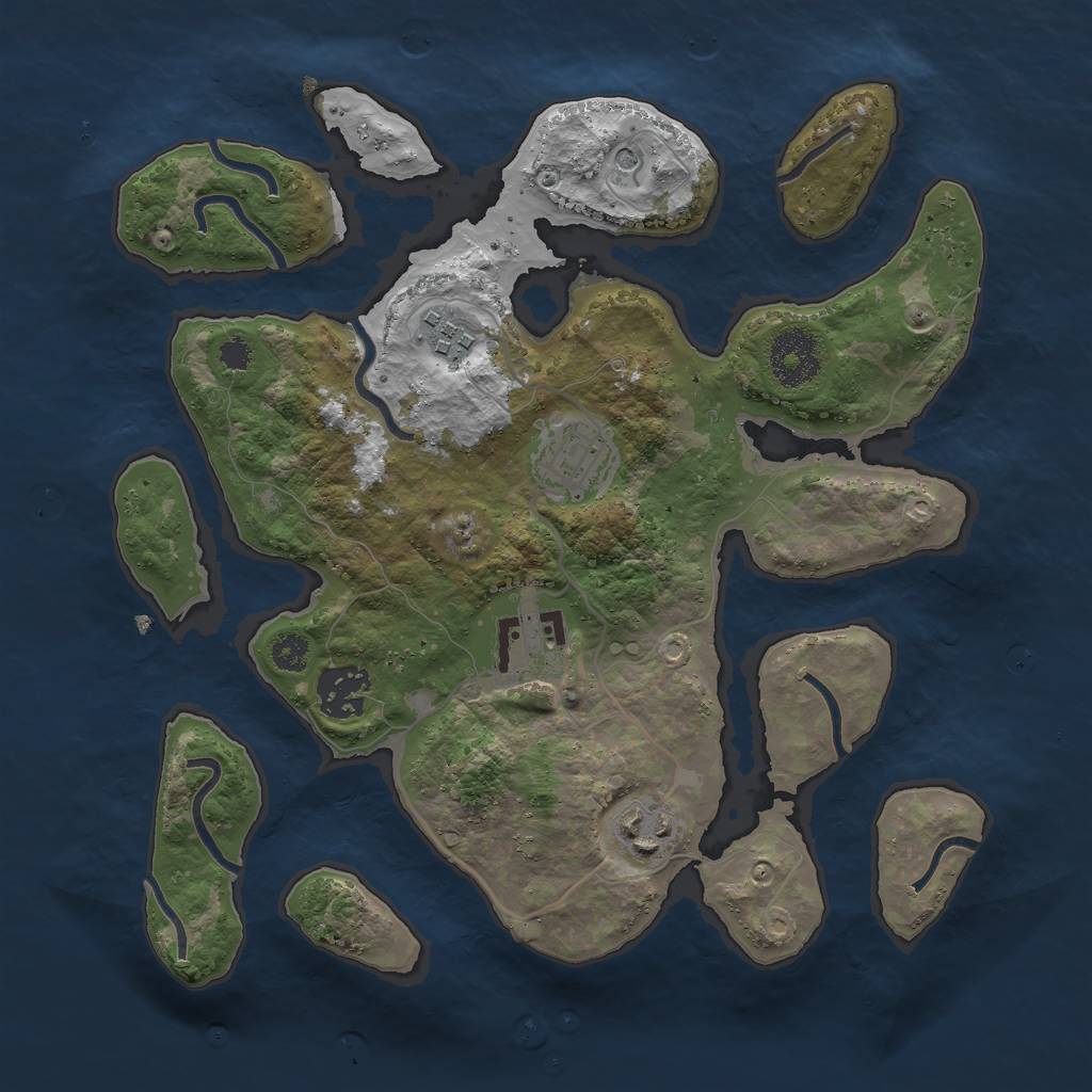 Rust Map: Procedural Map, Size: 3000, Seed: 1830667049, 8 Monuments