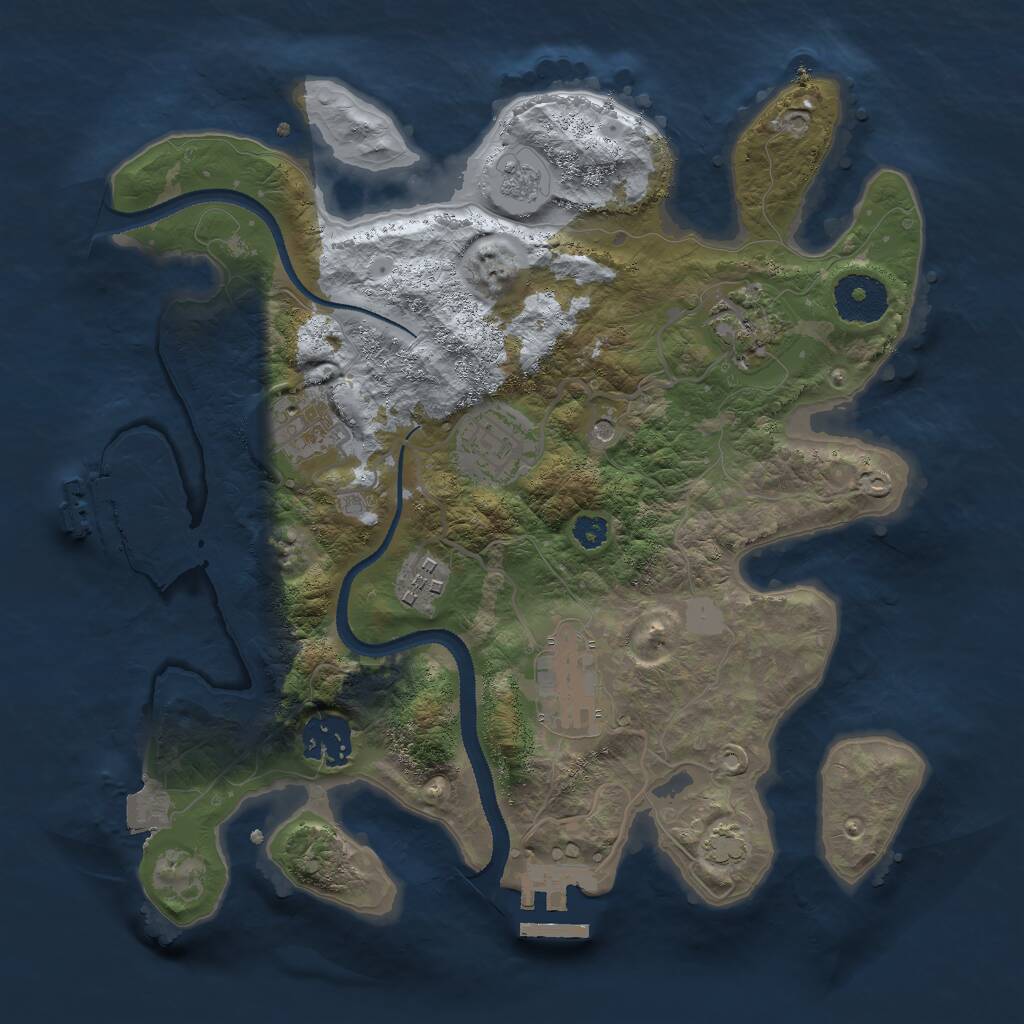 Rust Map: Procedural Map, Size: 3000, Seed: 1830667049, 12 Monuments