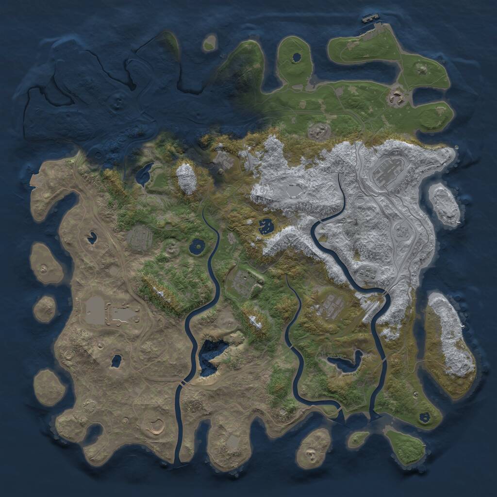 Rust Map: Procedural Map, Size: 4750, Seed: 2120281836, 16 Monuments
