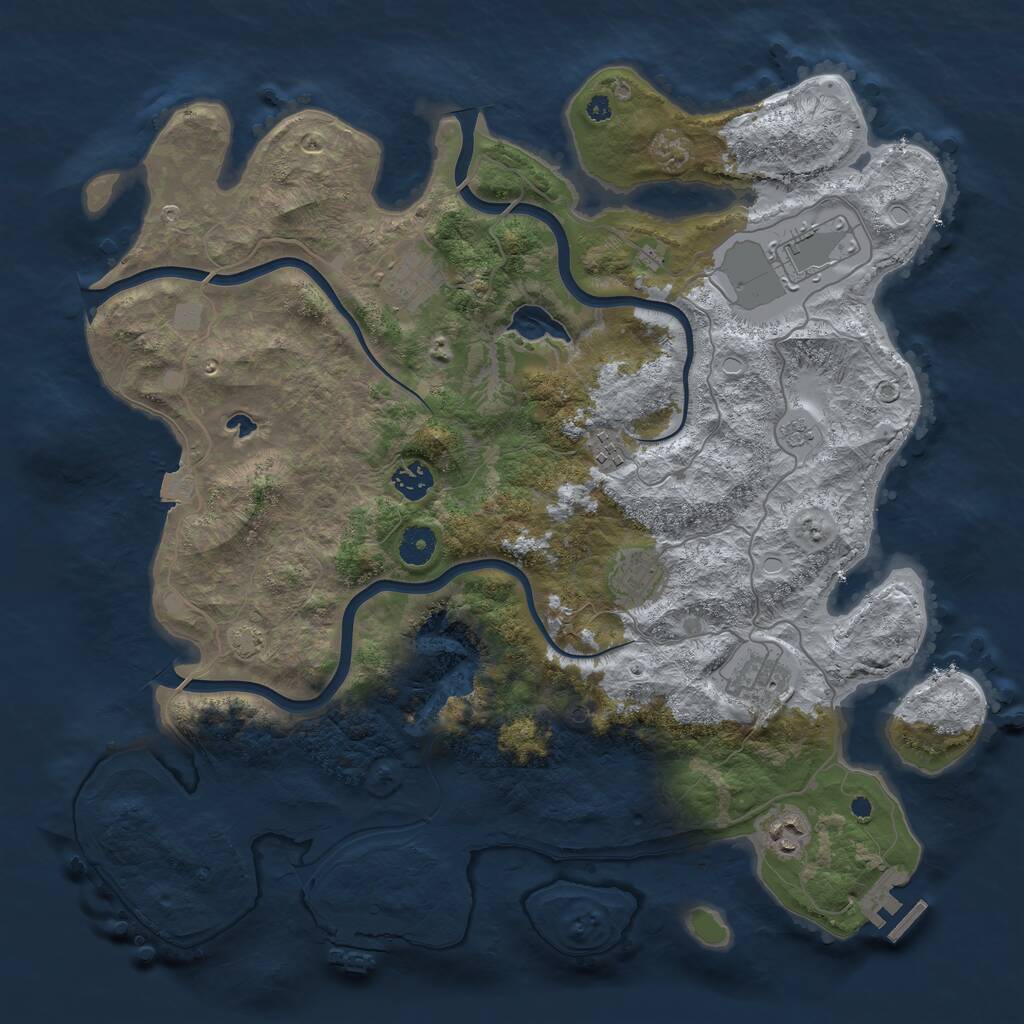 Rust Map: Procedural Map, Size: 4050, Seed: 1168374612, 13 Monuments