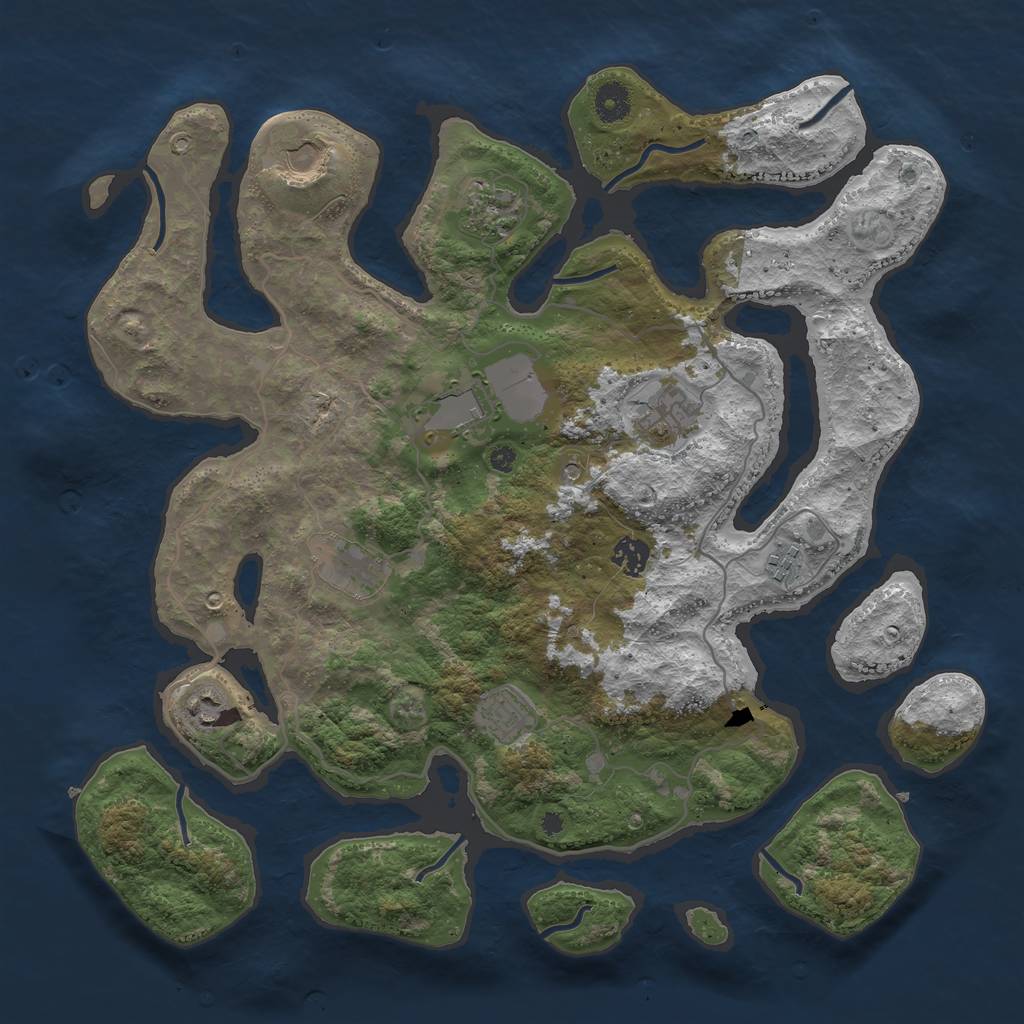 Rust Map: Procedural Map, Size: 4050, Seed: 1168374612, 12 Monuments