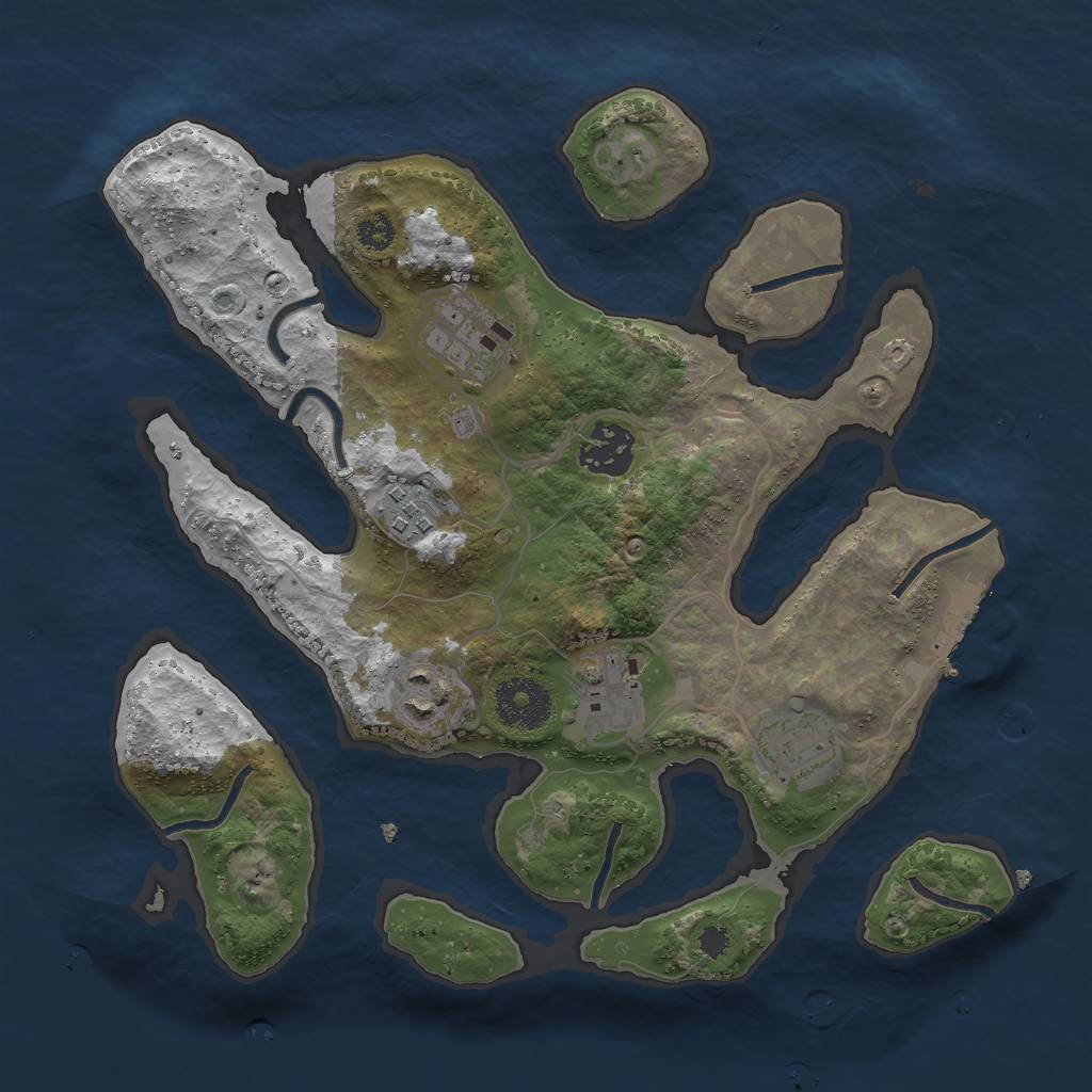 Rust Map: Procedural Map, Size: 3000, Seed: 1756527120, 9 Monuments