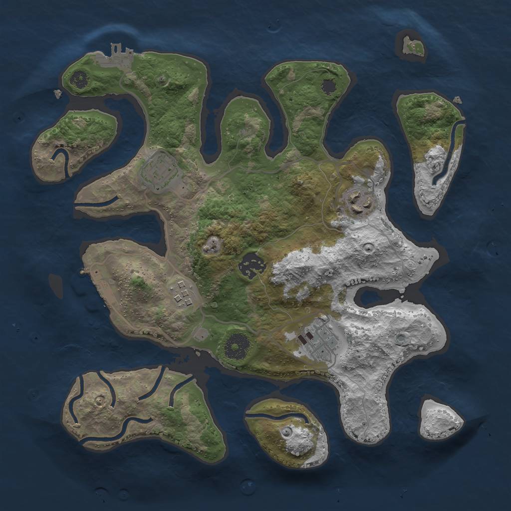 Rust Map: Procedural Map, Size: 3000, Seed: 2174867, 9 Monuments