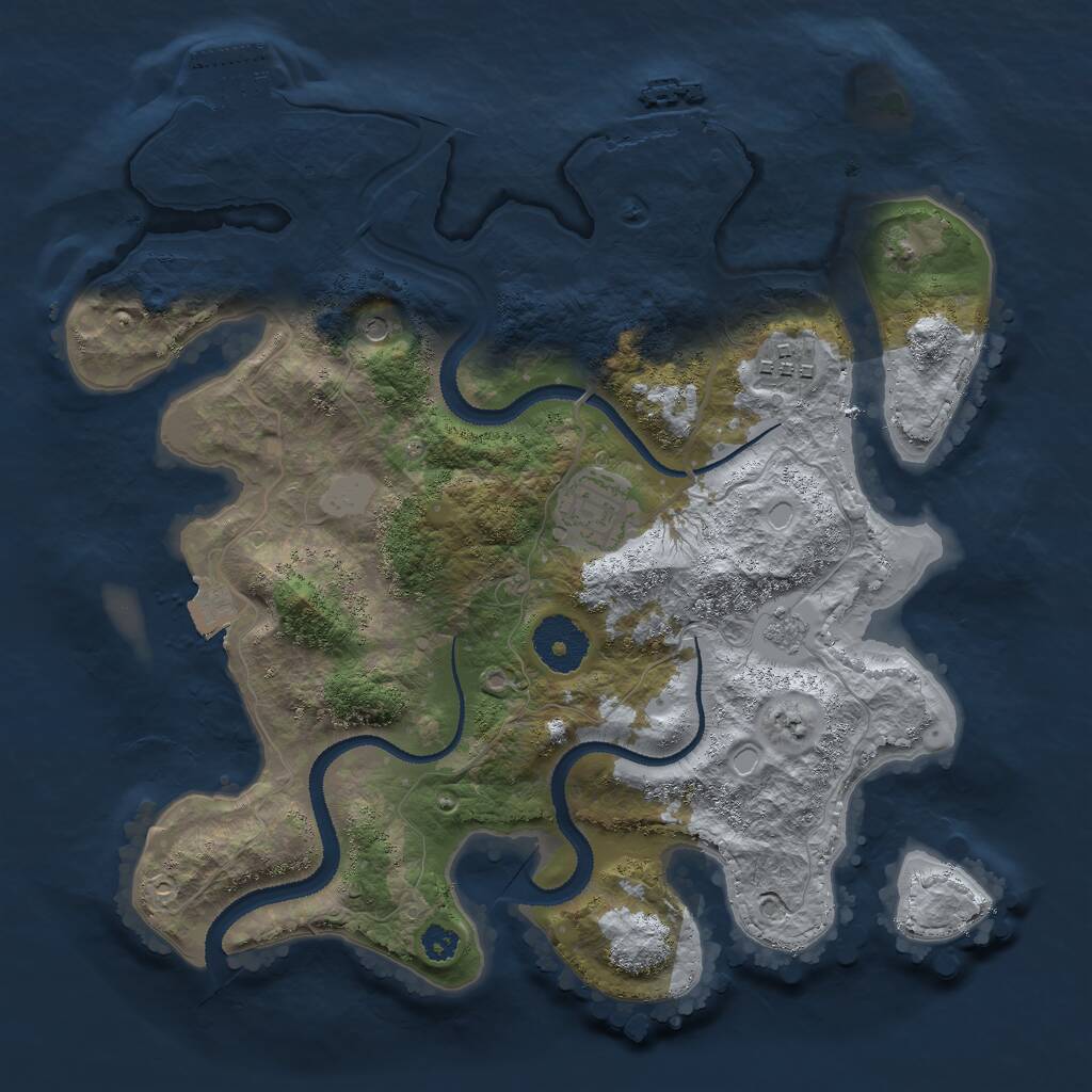Rust Map: Procedural Map, Size: 3000, Seed: 2174867, 7 Monuments