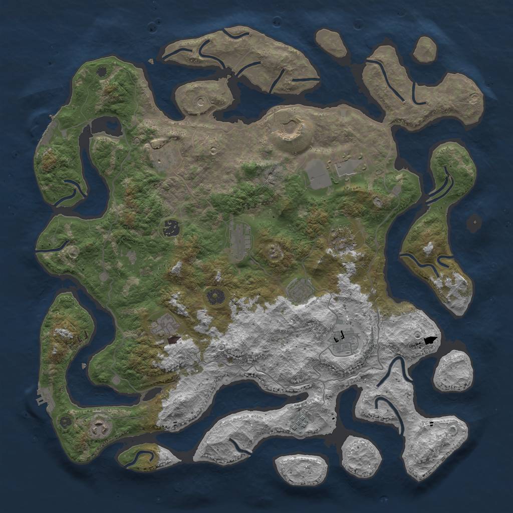 Rust Map: Procedural Map, Size: 4500, Seed: 2200464, 16 Monuments