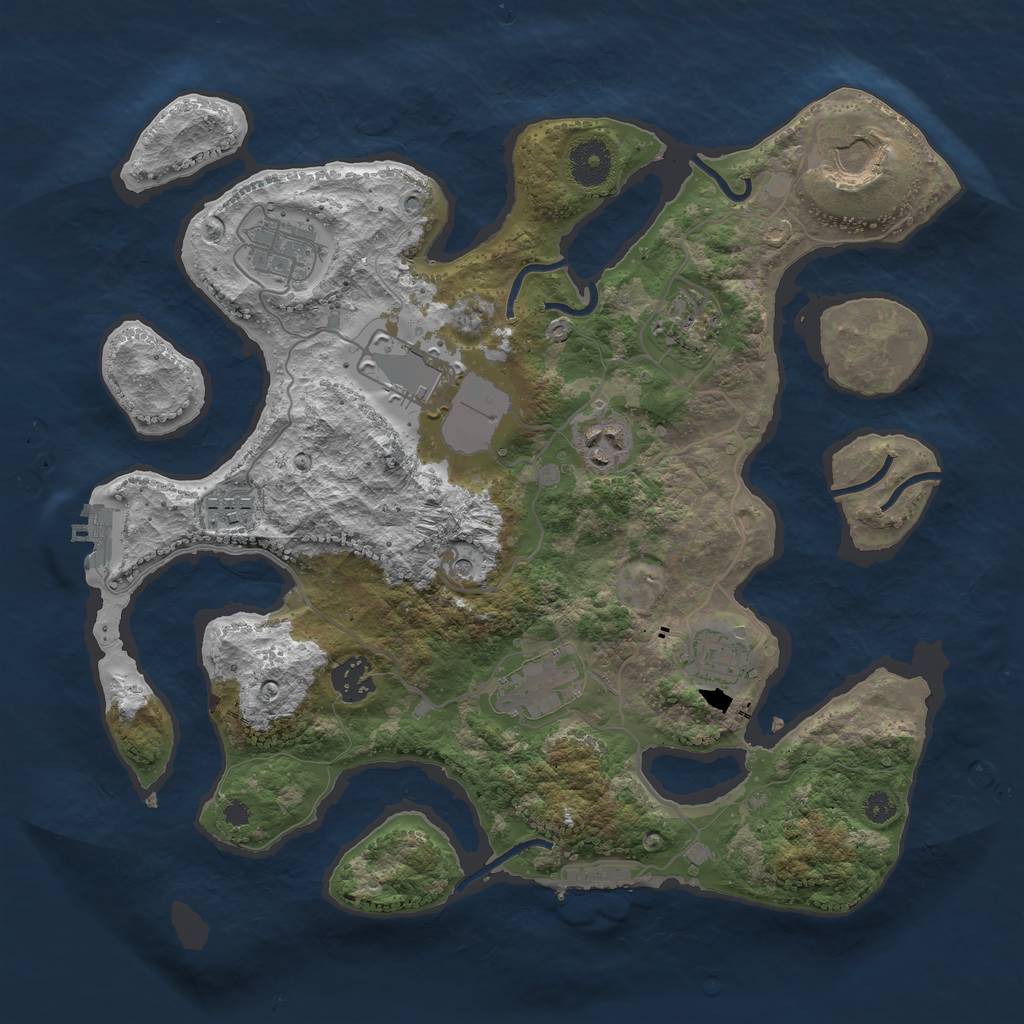 Rust Map: Procedural Map, Size: 3500, Seed: 425810, 14 Monuments