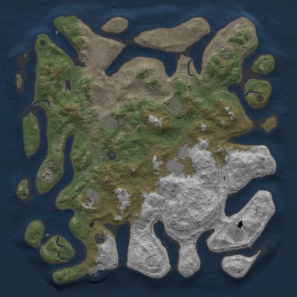 Rust Map: Procedural Map, Size: 4500, Seed: 1234568, 14 Monuments