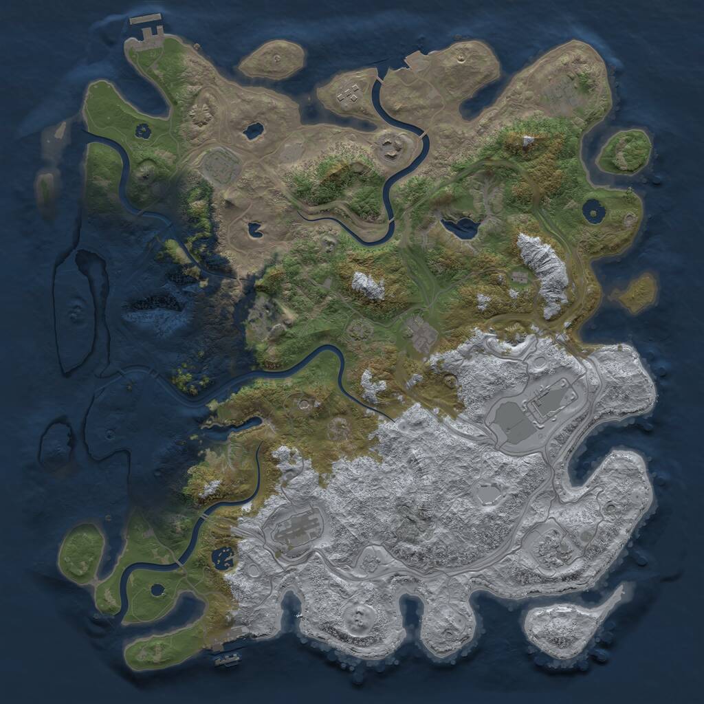Rust Map: Procedural Map, Size: 4500, Seed: 1234568, 16 Monuments