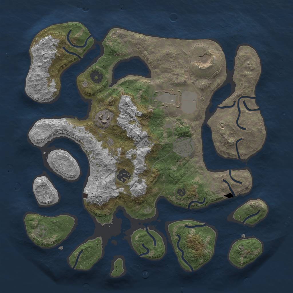 Rust Map: Procedural Map, Size: 3500, Seed: 74867, 8 Monuments