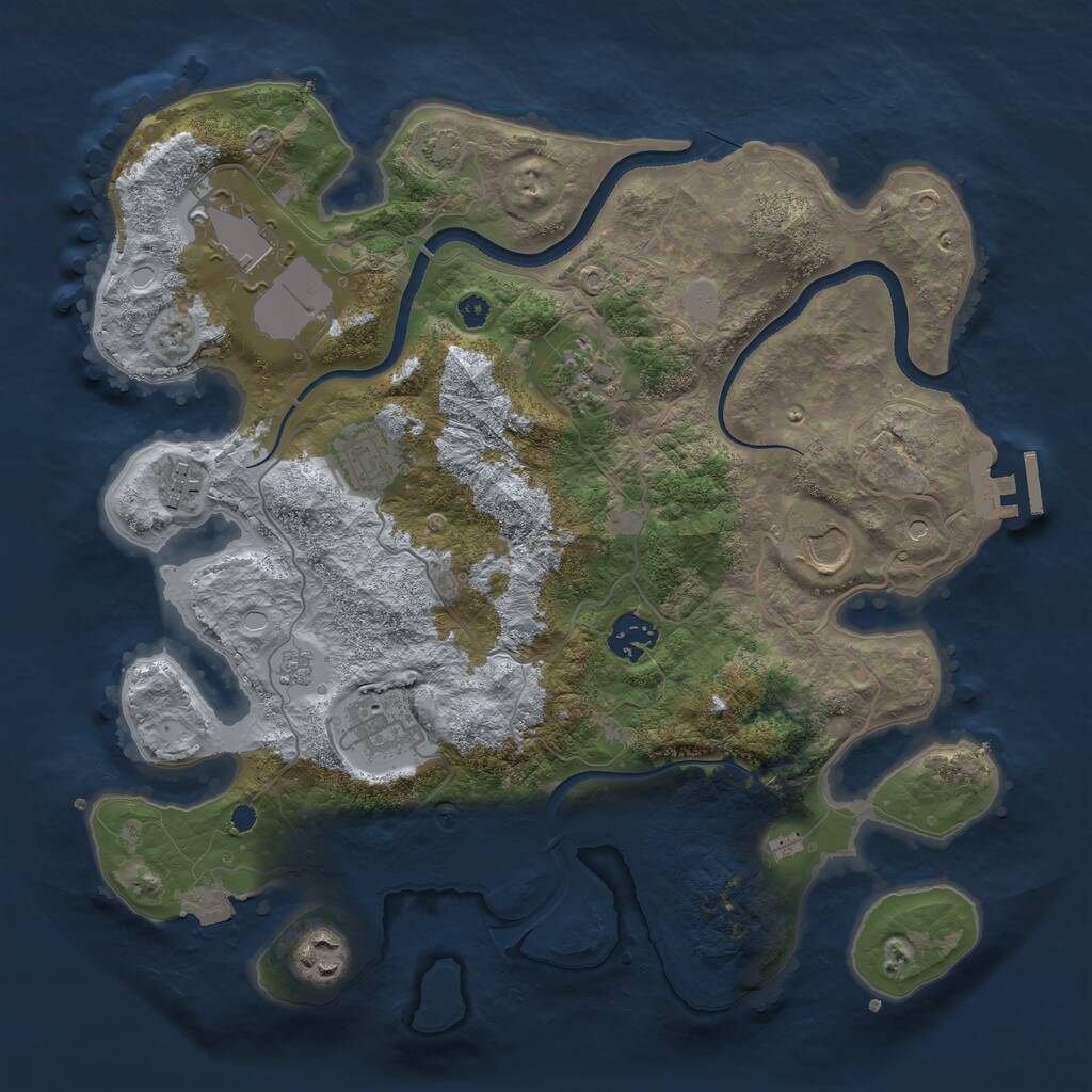 Rust Map: Procedural Map, Size: 3500, Seed: 74867, 13 Monuments
