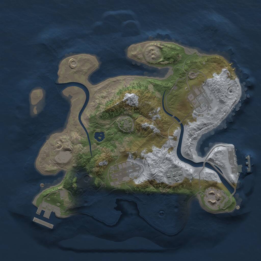Rust Map: Procedural Map, Size: 2500, Seed: 402730410, 9 Monuments