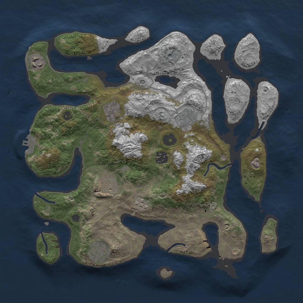 Rust Map: Procedural Map, Size: 3500, Seed: 339802, 11 Monuments