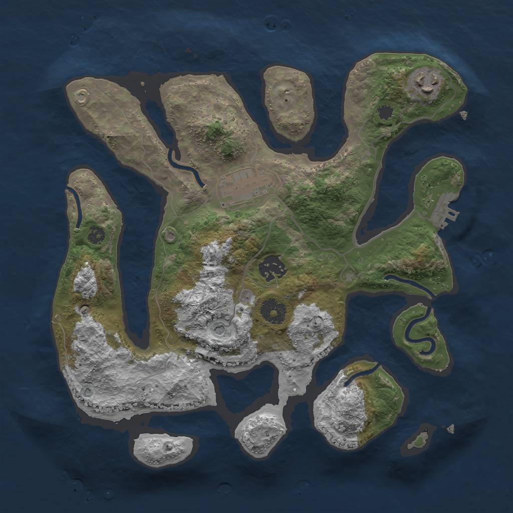 Rust Map: Procedural Map, Size: 3000, Seed: 763629844, 7 Monuments