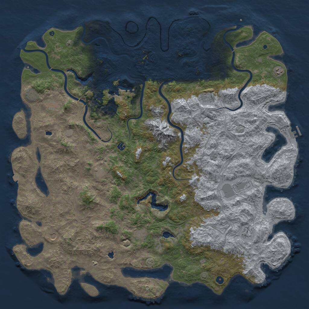 Rust Map: Procedural Map, Size: 6000, Seed: 1040833141, 17 Monuments