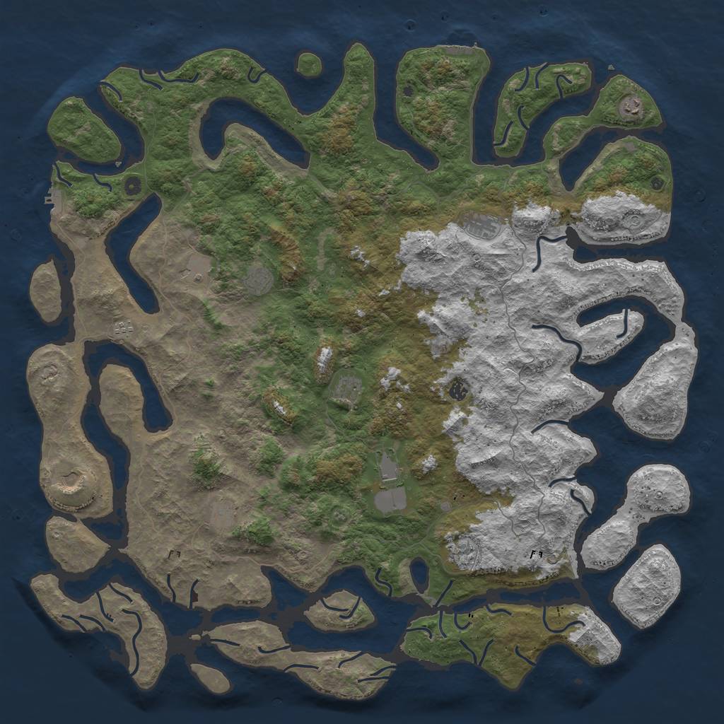 Rust Map: Procedural Map, Size: 6000, Seed: 1040833141, 16 Monuments