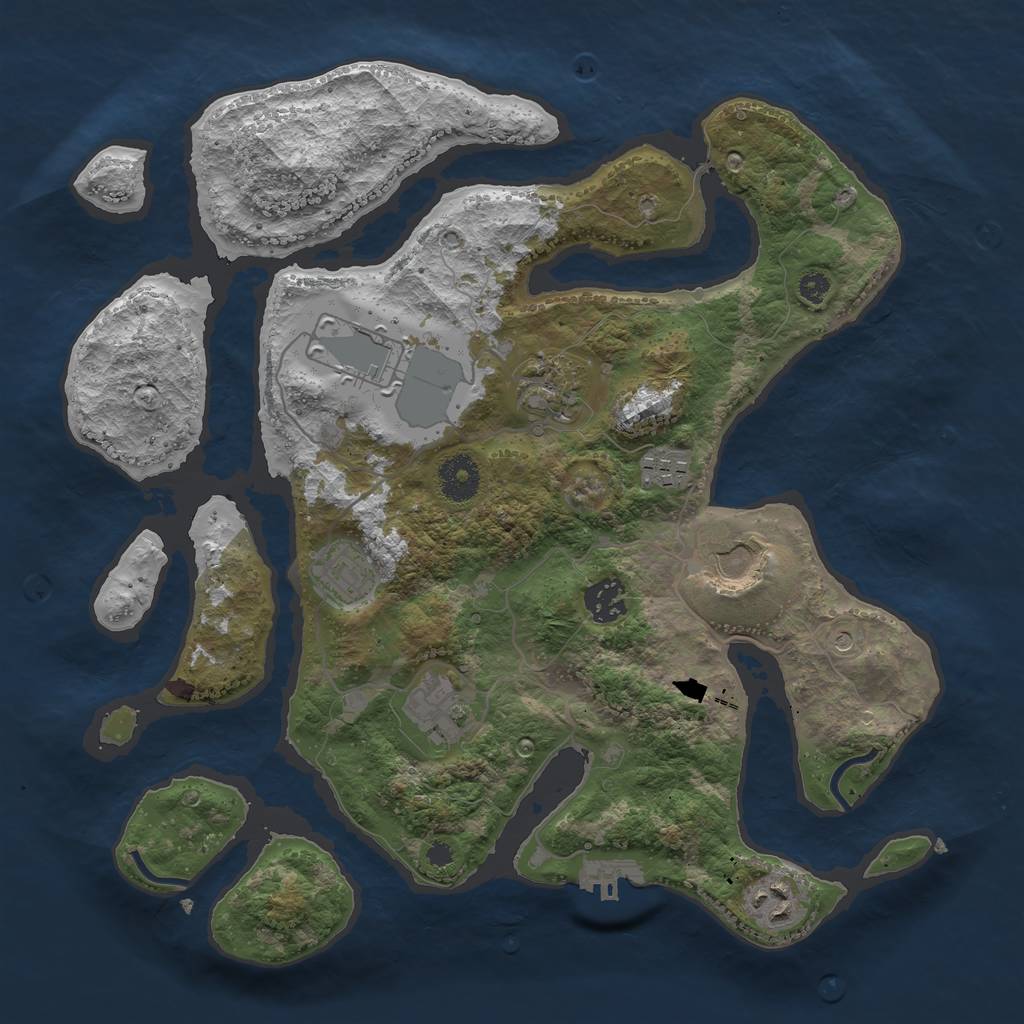 Rust Map: Procedural Map, Size: 3500, Seed: 283400334, 12 Monuments