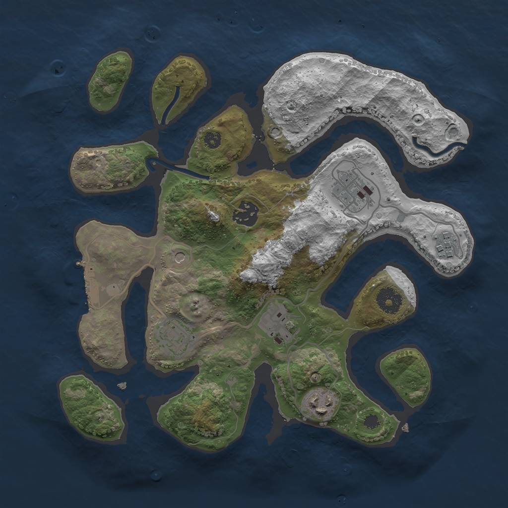 Rust Map: Procedural Map, Size: 3000, Seed: 1609957526, 10 Monuments