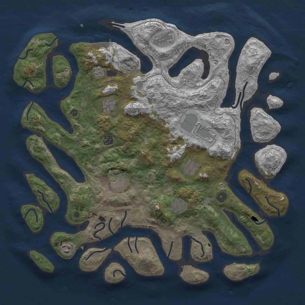 Rust Map: Procedural Map, Size: 4500, Seed: 602781078, 13 Monuments