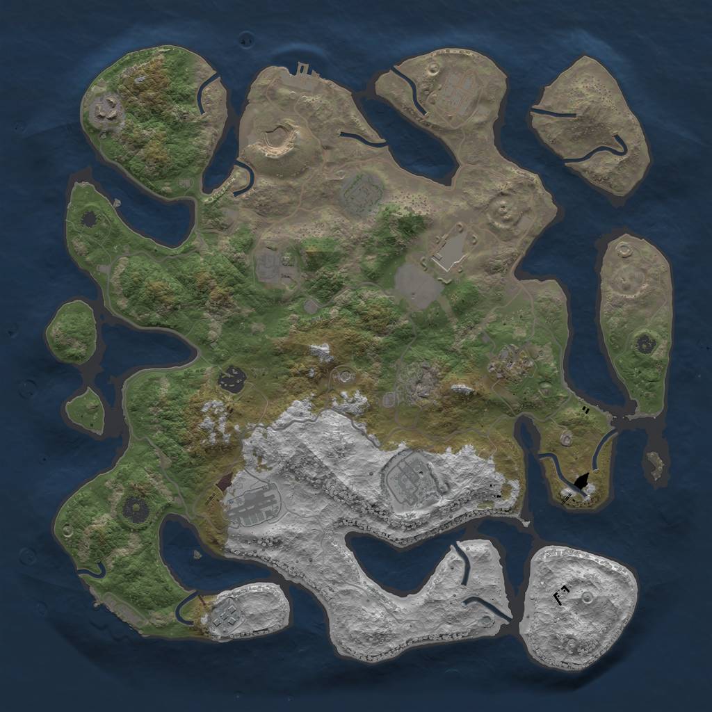 Rust Map: Procedural Map, Size: 4000, Seed: 31144554, 16 Monuments