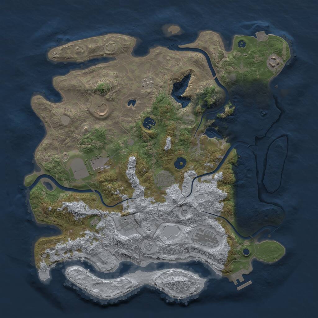 Rust Map: Procedural Map, Size: 4000, Seed: 995357, 13 Monuments