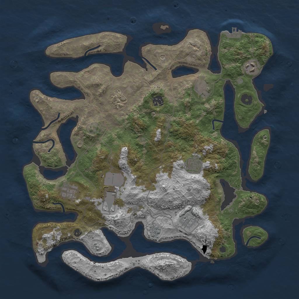 Rust Map: Procedural Map, Size: 4000, Seed: 995357, 13 Monuments