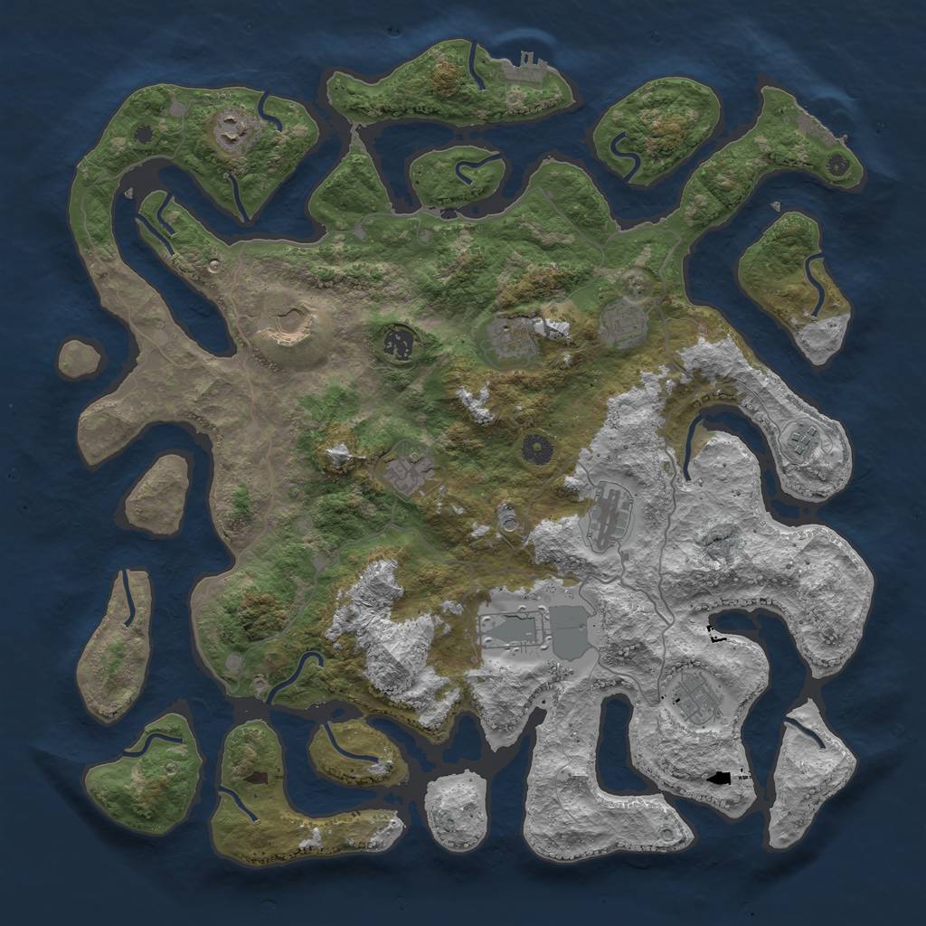 Rust Map: Procedural Map, Size: 4500, Seed: 4686, 15 Monuments