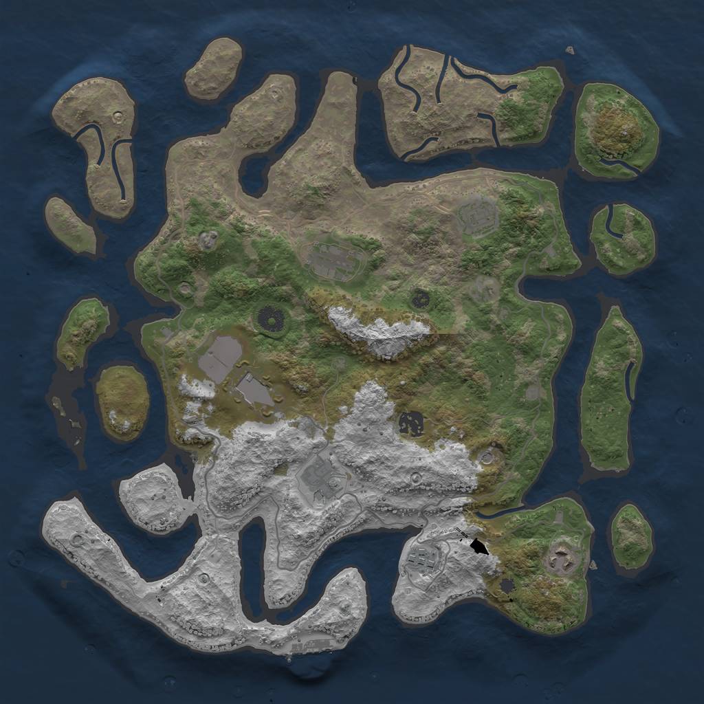 Rust Map: Procedural Map, Size: 4000, Seed: 214086, 11 Monuments