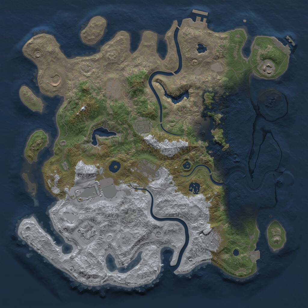 Rust Map: Procedural Map, Size: 4000, Seed: 214086, 17 Monuments