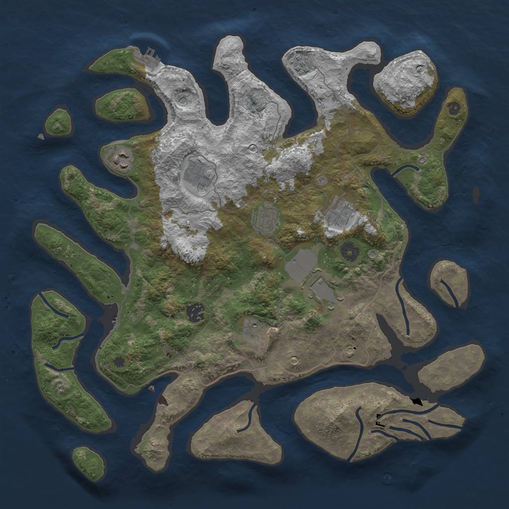 Rust Map: Procedural Map, Size: 4000, Seed: 444119, 12 Monuments