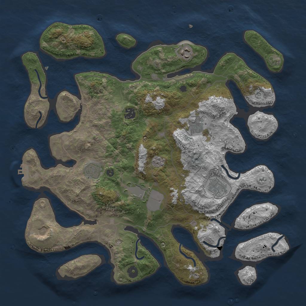 Rust Map: Procedural Map, Size: 4000, Seed: 357482, 12 Monuments