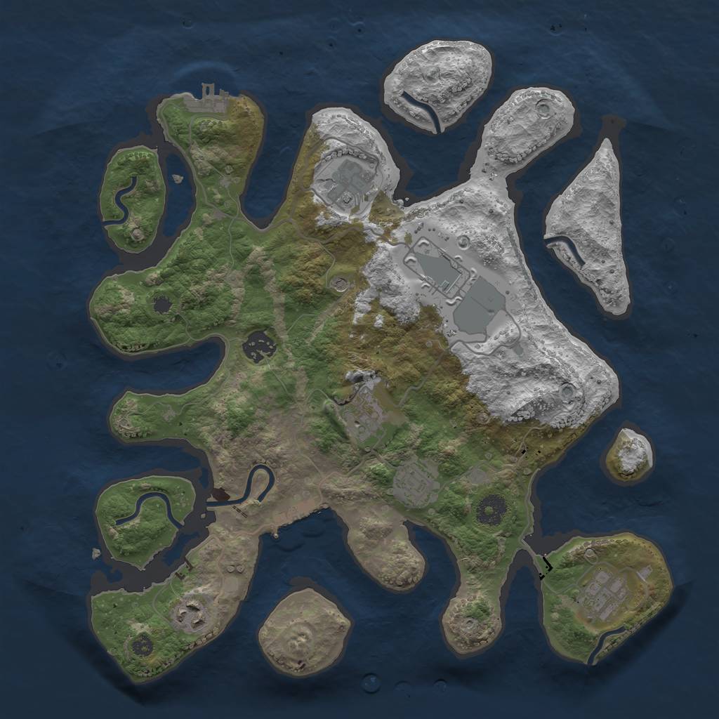 Rust Map: Procedural Map, Size: 3500, Seed: 2141376396, 12 Monuments