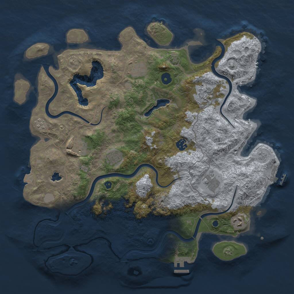 Rust Map: Procedural Map, Size: 4000, Seed: 497080, 14 Monuments