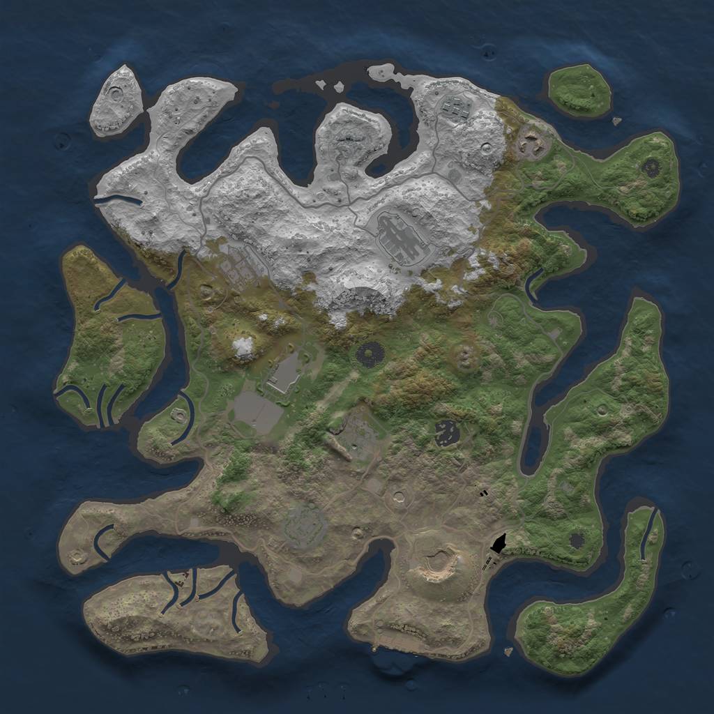 Rust Map: Procedural Map, Size: 4000, Seed: 707005, 13 Monuments