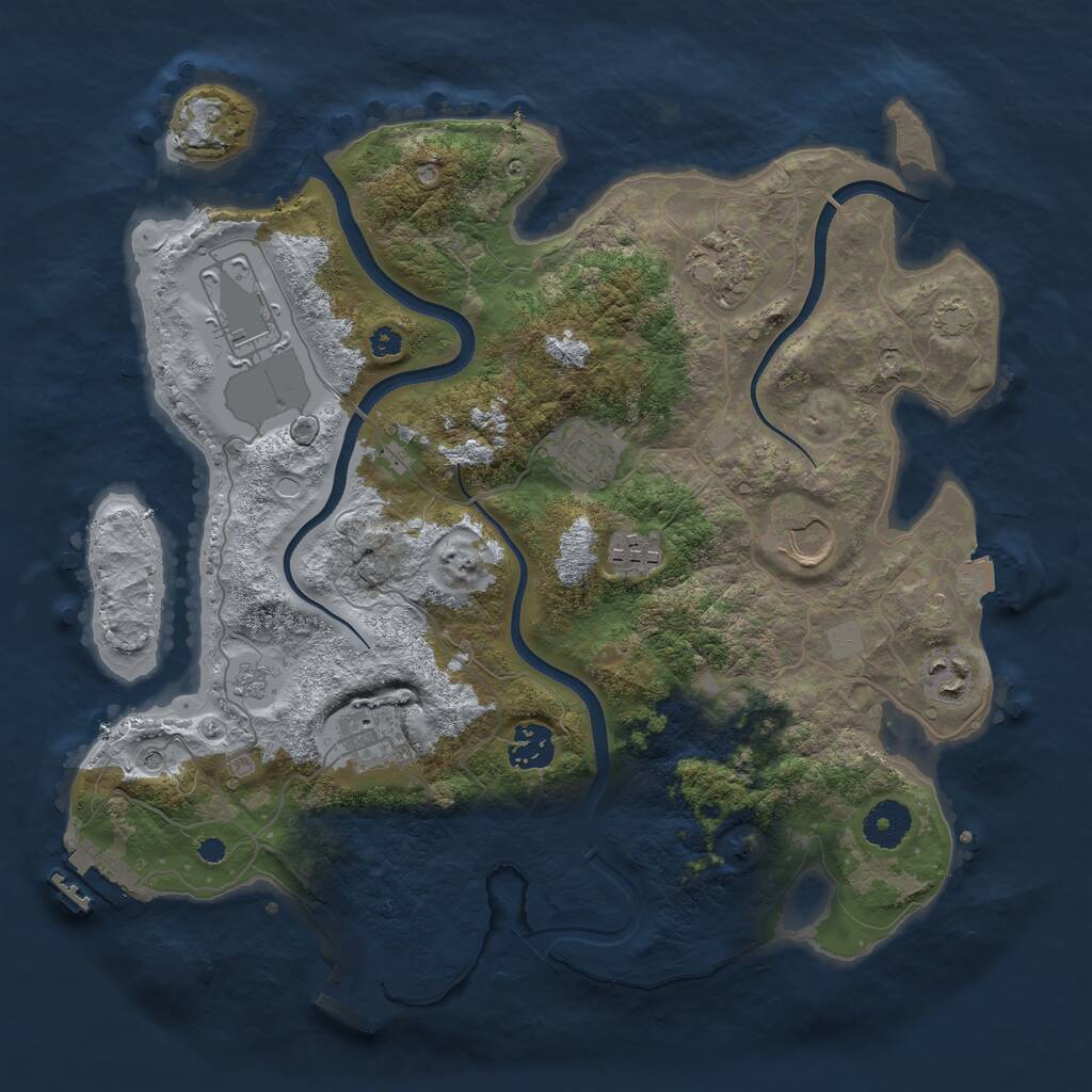 Rust Map: Procedural Map, Size: 3500, Seed: 953289993, 14 Monuments