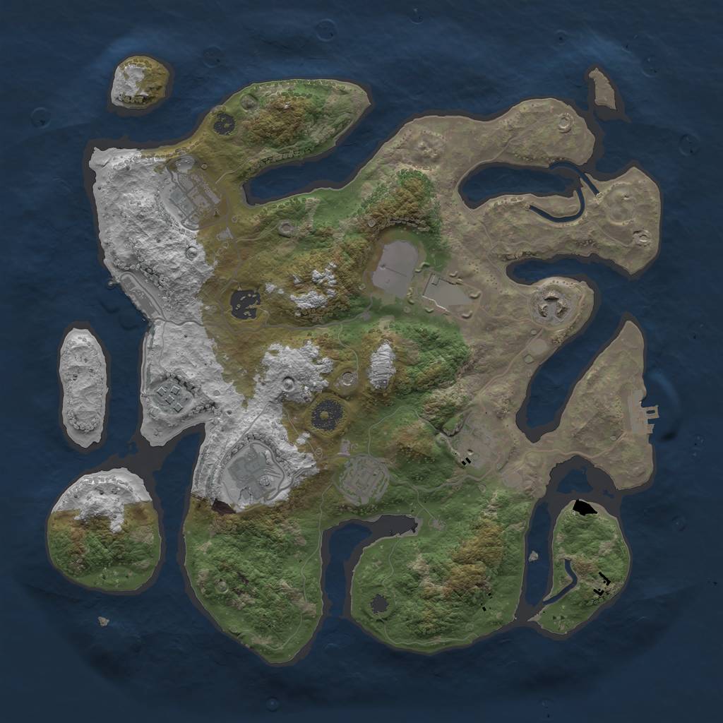 Rust Map: Procedural Map, Size: 3500, Seed: 953289993, 13 Monuments