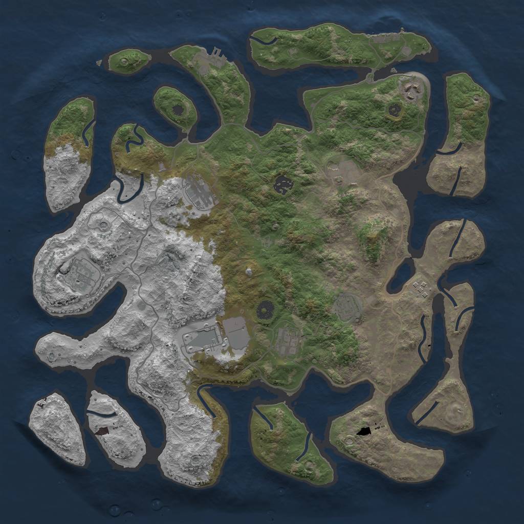 Rust Map: Procedural Map, Size: 4250, Seed: 322107, 14 Monuments